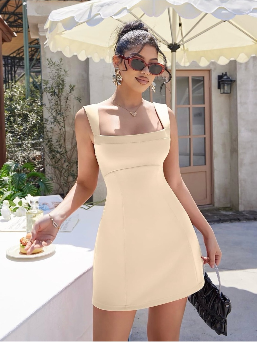 Women’s square neck flare mini dress